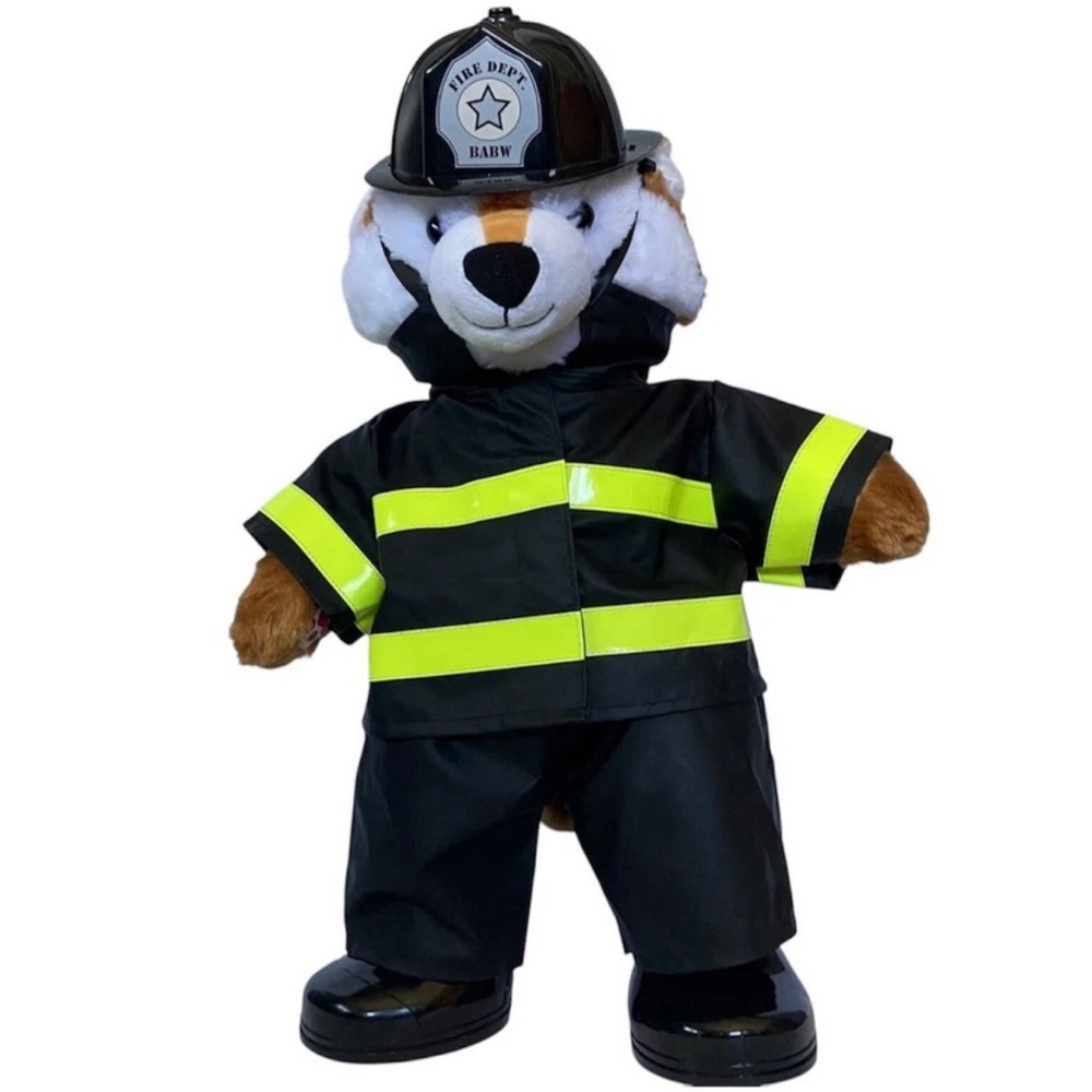 Firefighter outfit, Fox Stuffed Animal, Build A Bear with costume & puppy sound